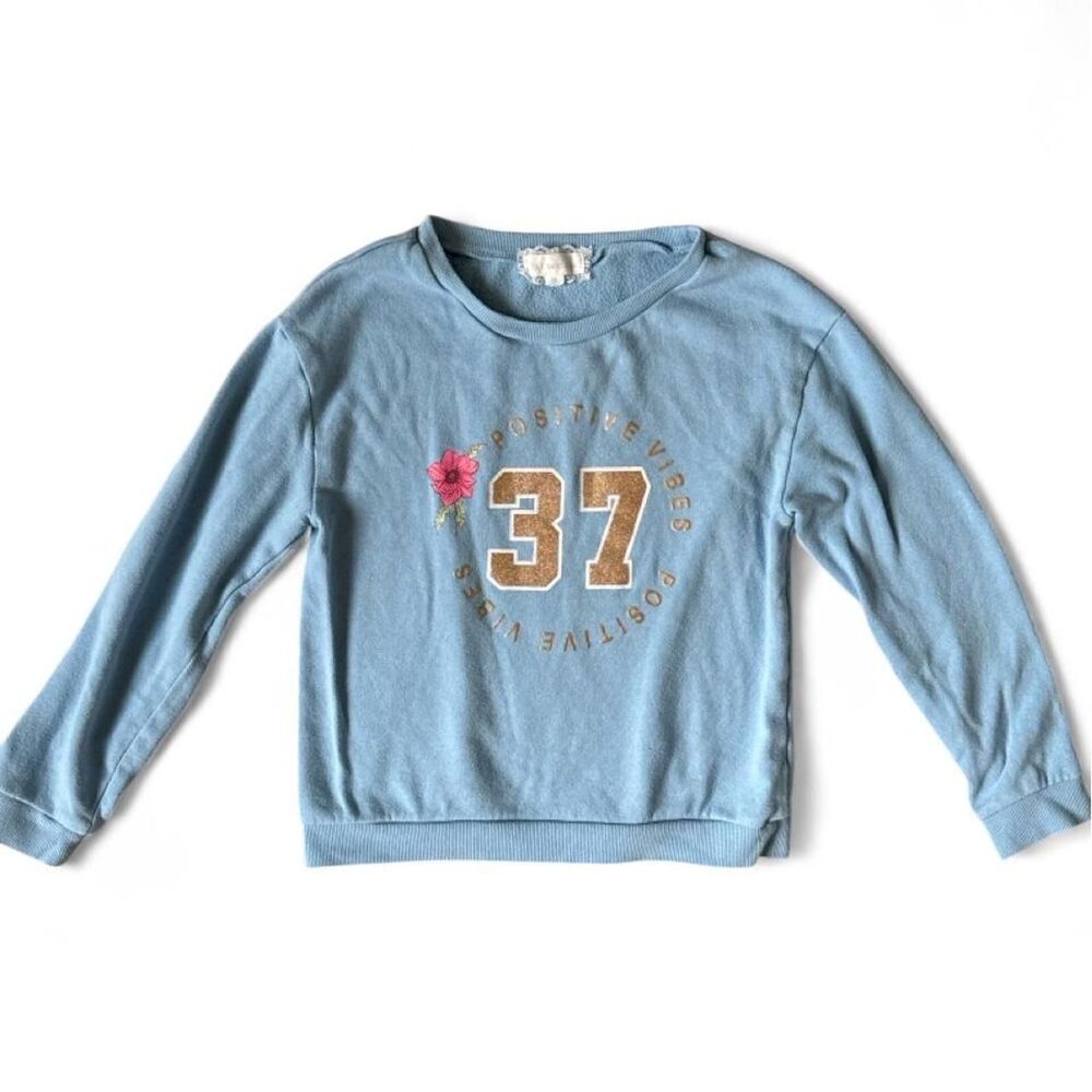 btween Girls Blue Positive Vibes 37 Sweatshirt Size 10